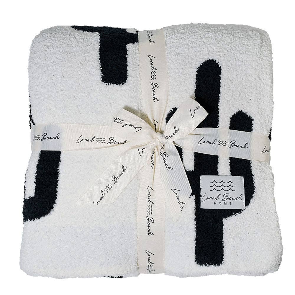 Cactus Luxe Home Blanket: Black/Cream