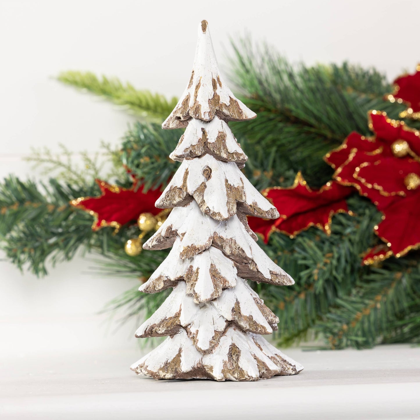 Resin 8.25" White Christmas Snowy Tree