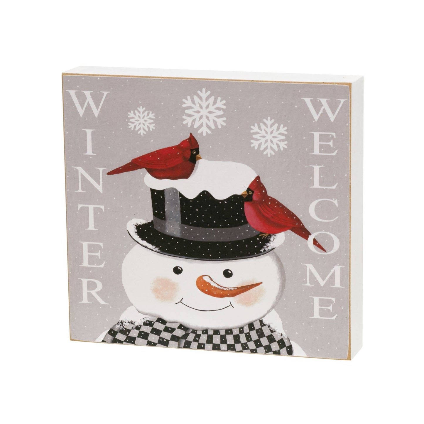 Welcome Winter Snowman & Cardinal Box Sign