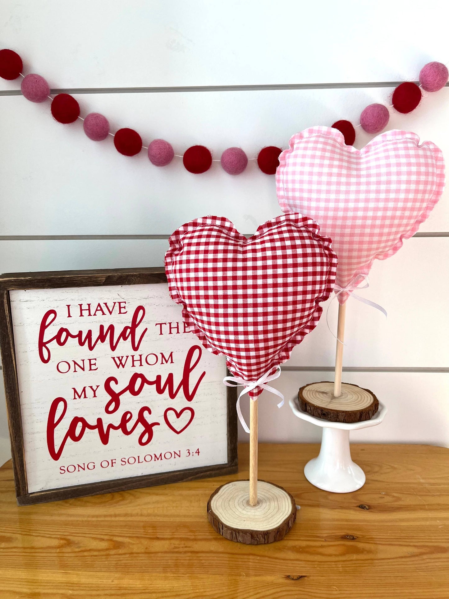 Valentine Rustic Heart Pink Gingham Tree