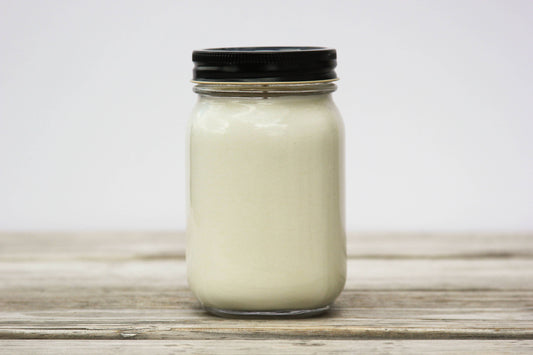 Mason Jar Soy Candle - White Label: Label 4 / Nutmeg + Cedar