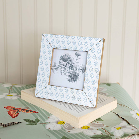 Aggie 4x4 Photo Blue Floral Picture Frame Wood