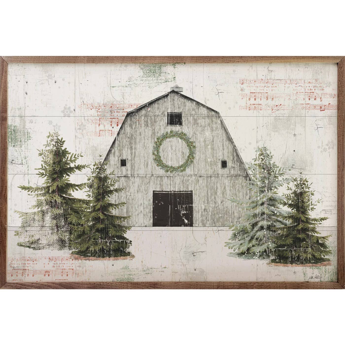 Wooded Holiday I Barn By Katie Pertiet: 16 x 10 x 1.5