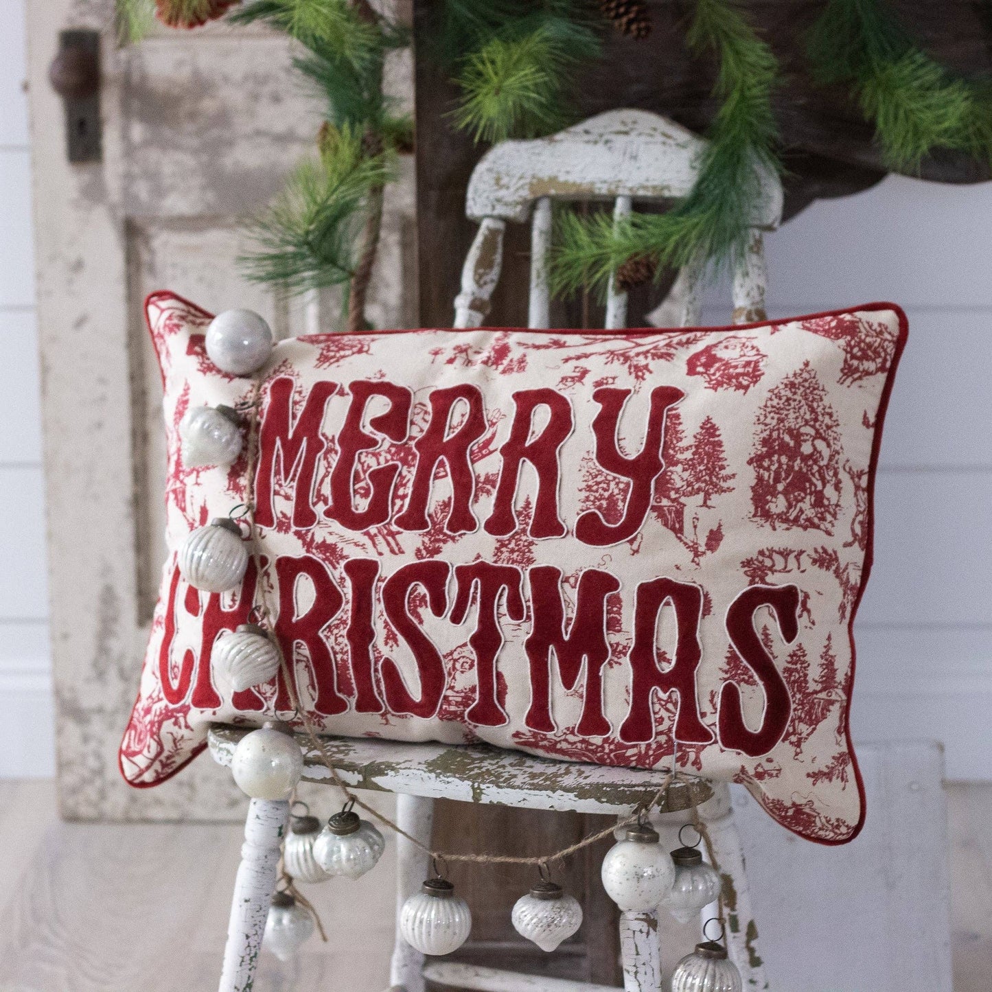 Pillow - Red Christmas Toile (PC)