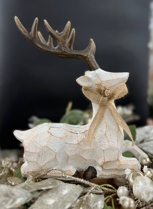 Resting Crackle Resin Deer 6x3x5in