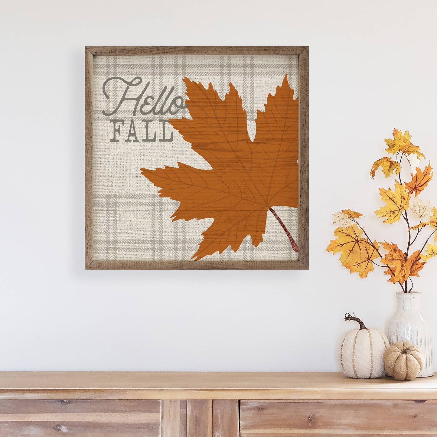 Hello Fall Orange Leaf By PDR Studios: 4 x 4 x 1