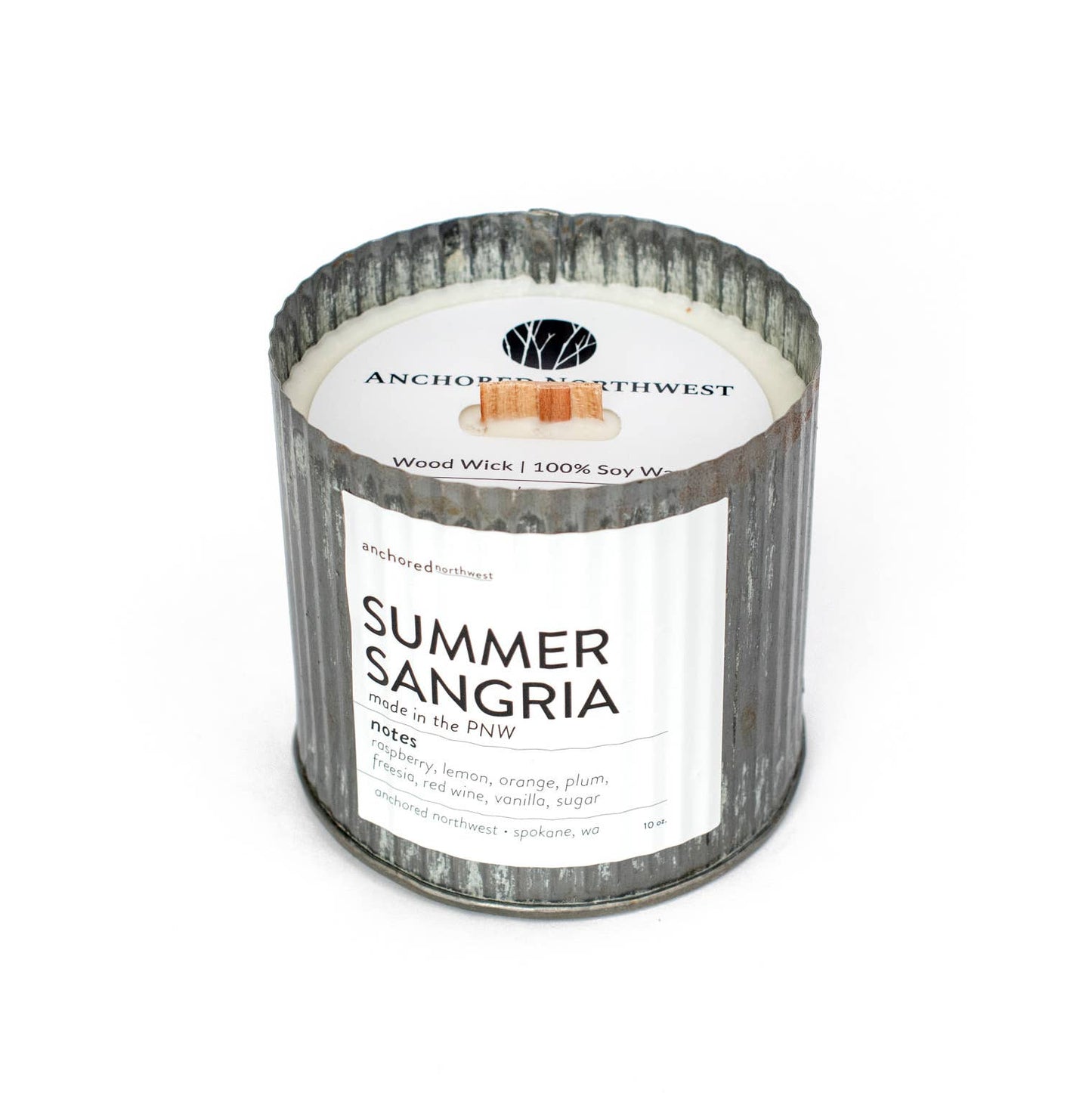 Summer Sangria Wood Wick Rustic Farmhouse Soy Candle: 10oz