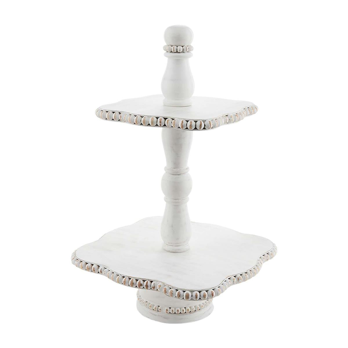 White Beaded Tiered Server