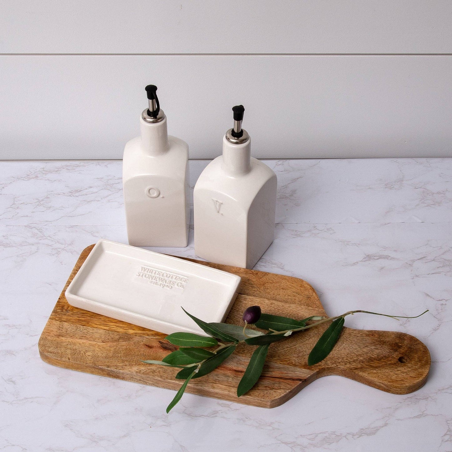 White Cottage Ceramic Oil and Vinegar Set (SET)