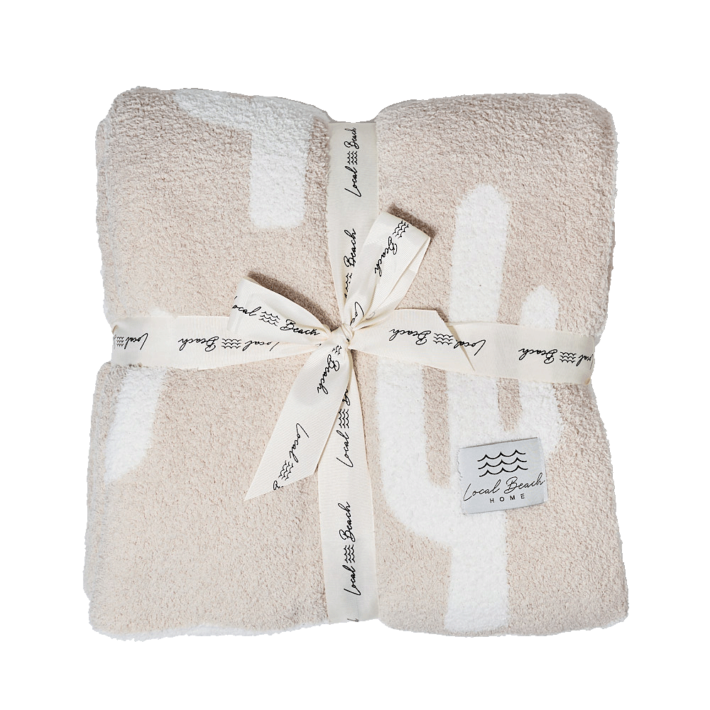 Cactus Luxe Home Blanket: Black/Cream