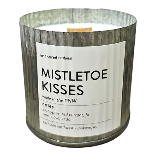 Mistletoe Kisses Rustic Vintage Farmhouse Wood Wick Candle - Christmas: 10oz