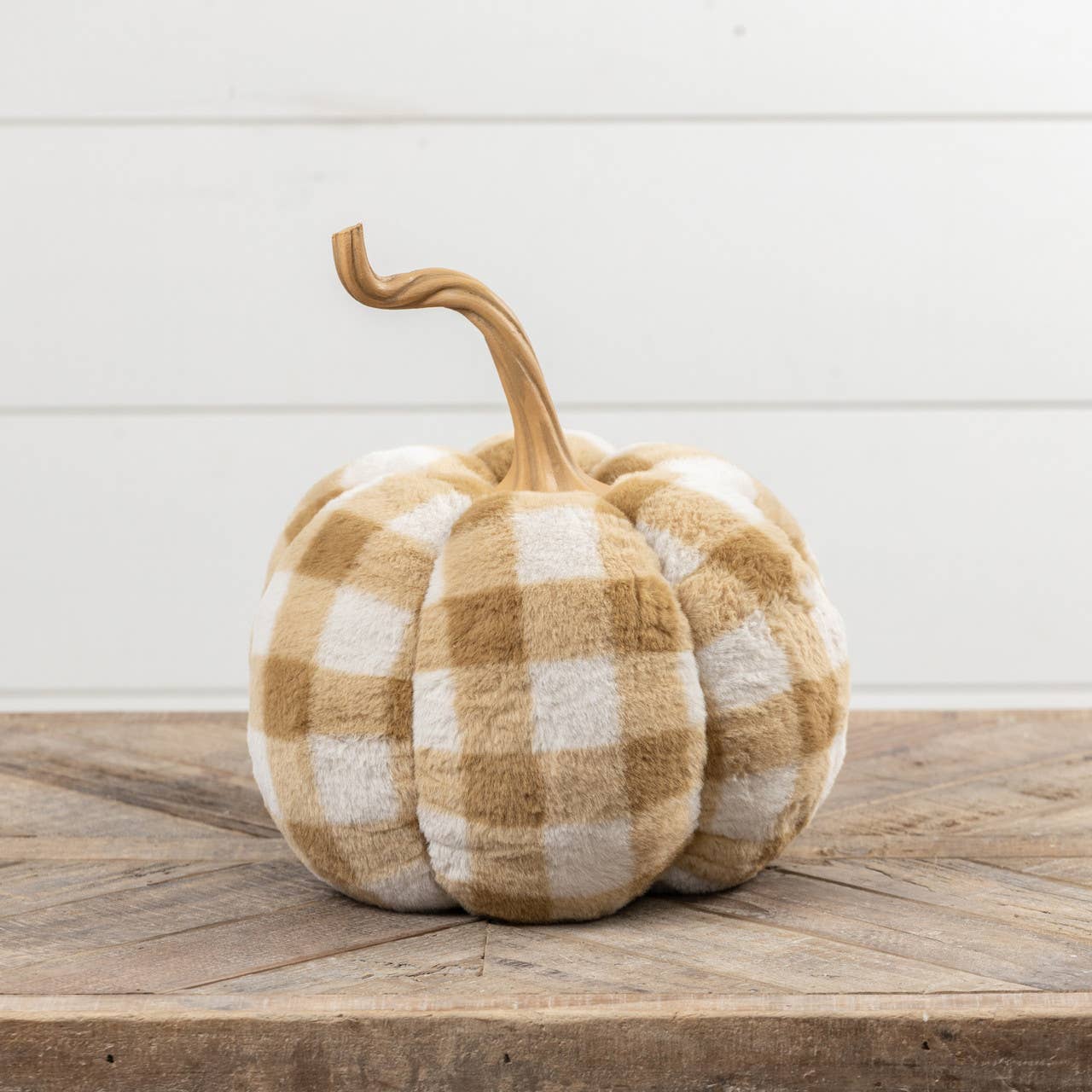 12.5" TAN BUFFALO CHECK PUMPKIN