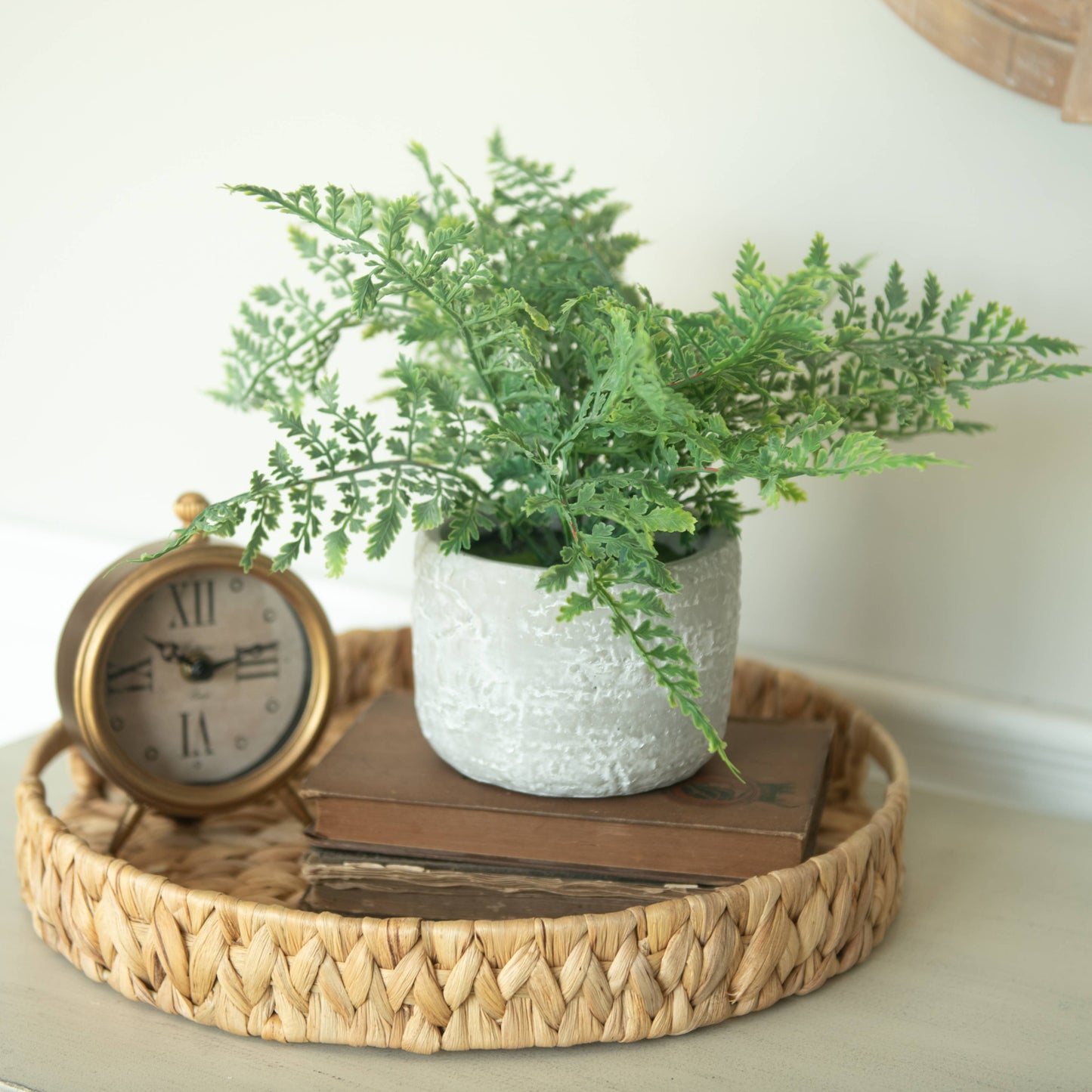 12.75" MINI FERN IN STONE POT