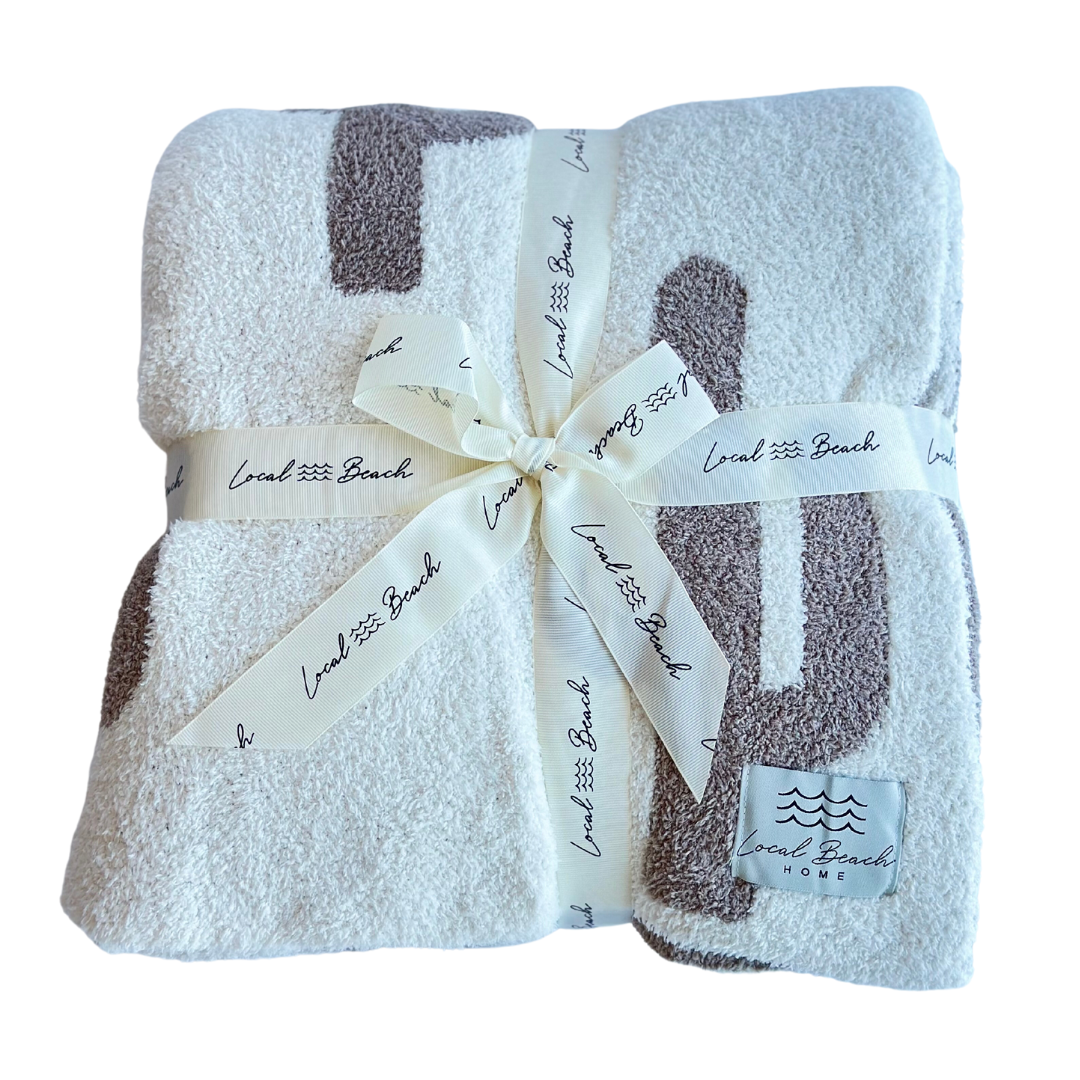 Cactus Luxe Home Blanket: Black/Cream