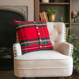 20" SQUARE RED TARTAN PILLOW