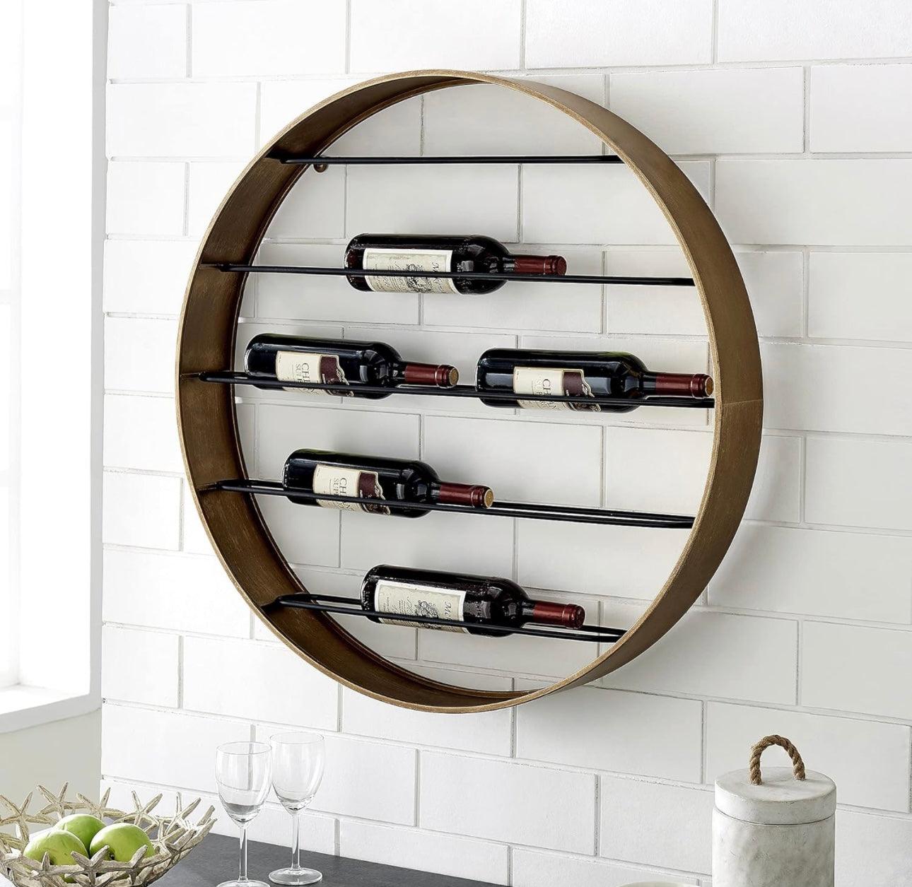 Gold Wall Mounted Wine Rack