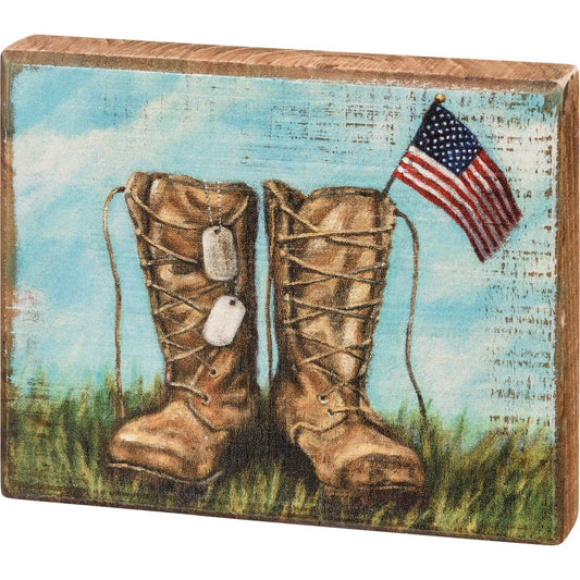 Soldier's Boots Block Sign