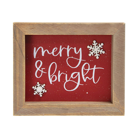 Merry & Bright Snowflakes Framed Sign