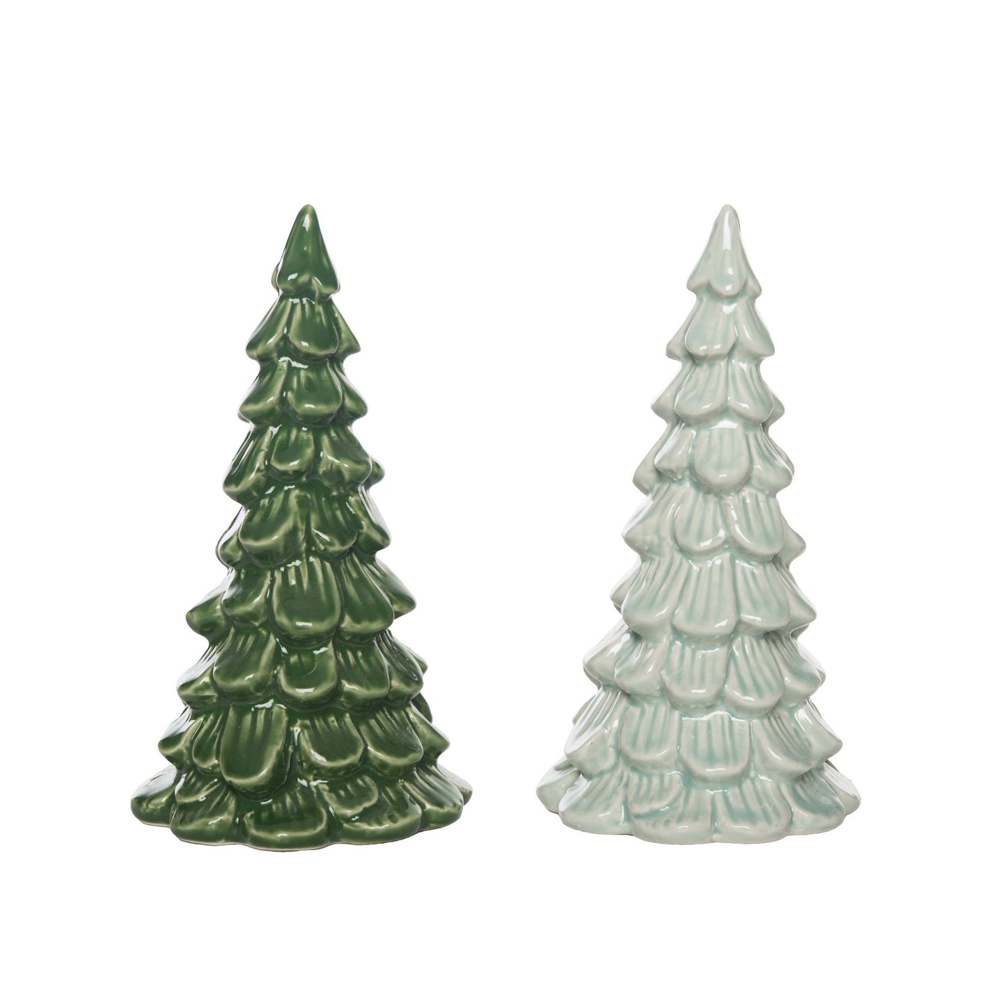 Christmas Medium Iridescent Tree Decor 2 Asst: Ceramic