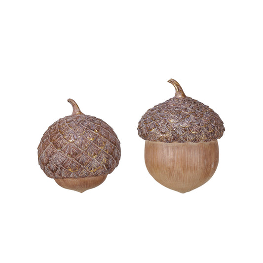 Resin Acorn w/ Gold Foil, Brown