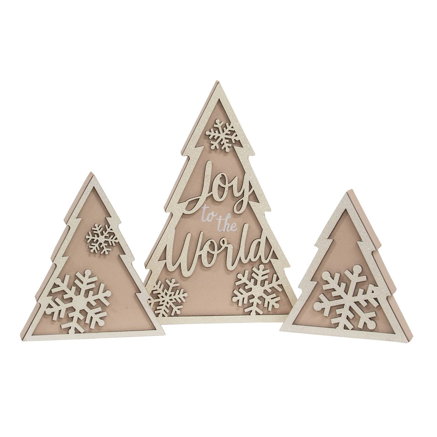 3/Set, Wooden Joy & Snowflake Christmas Tree Sitters