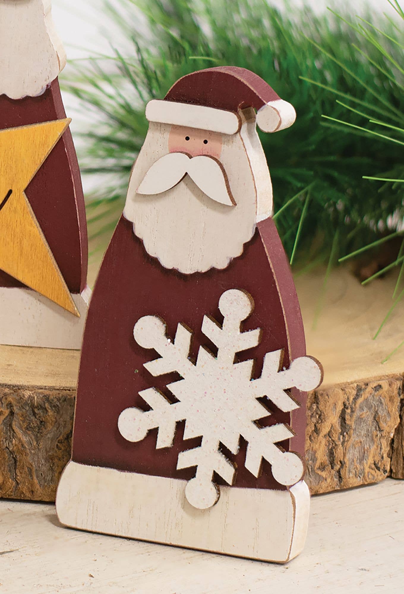 Snowflake Santa Wooden Sitter