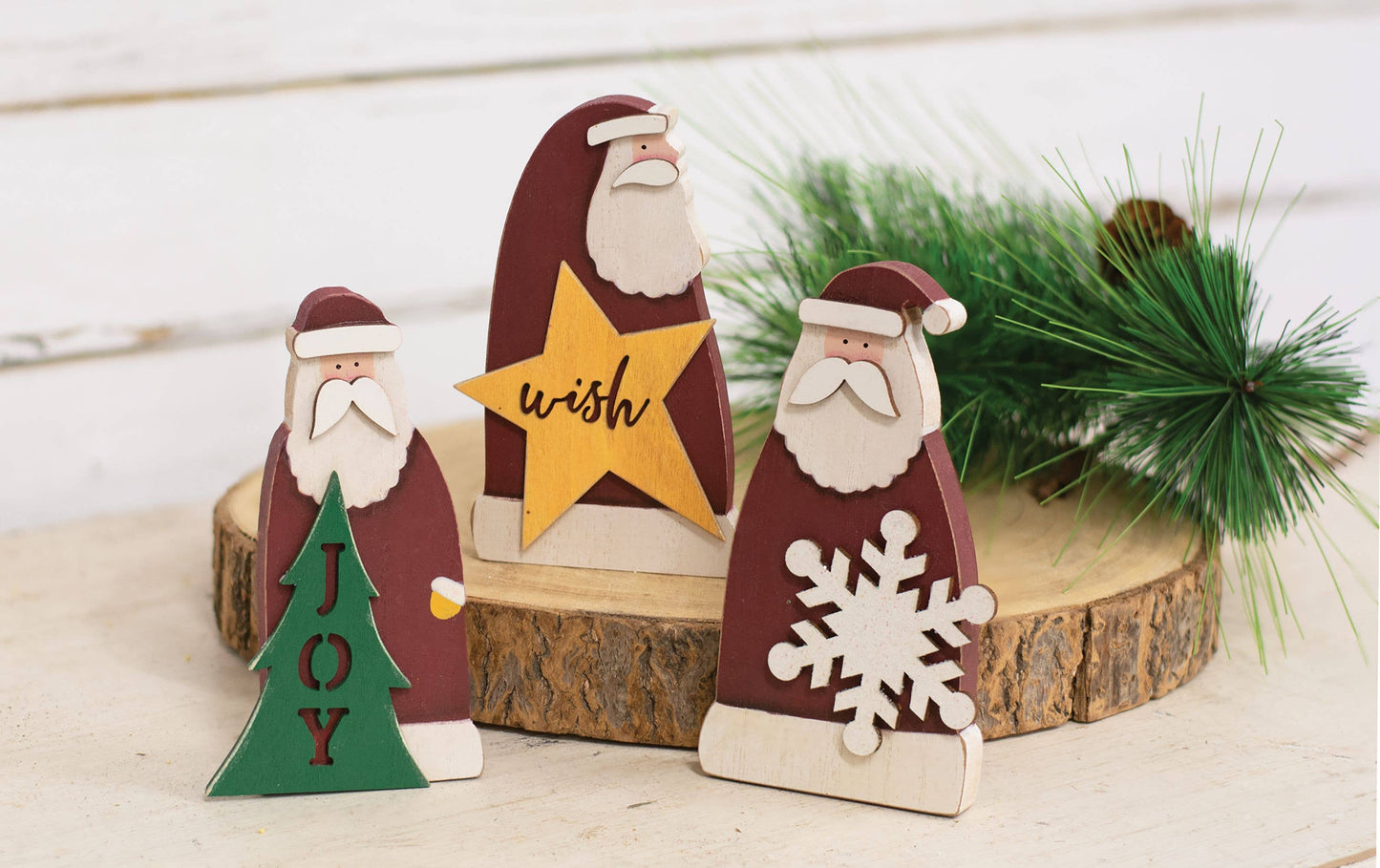 Snowflake Santa Wooden Sitter