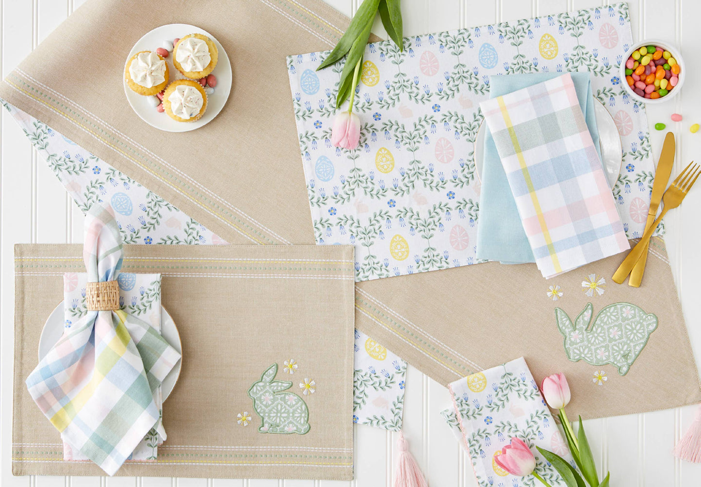 Easter Macarons Plaid Napkin