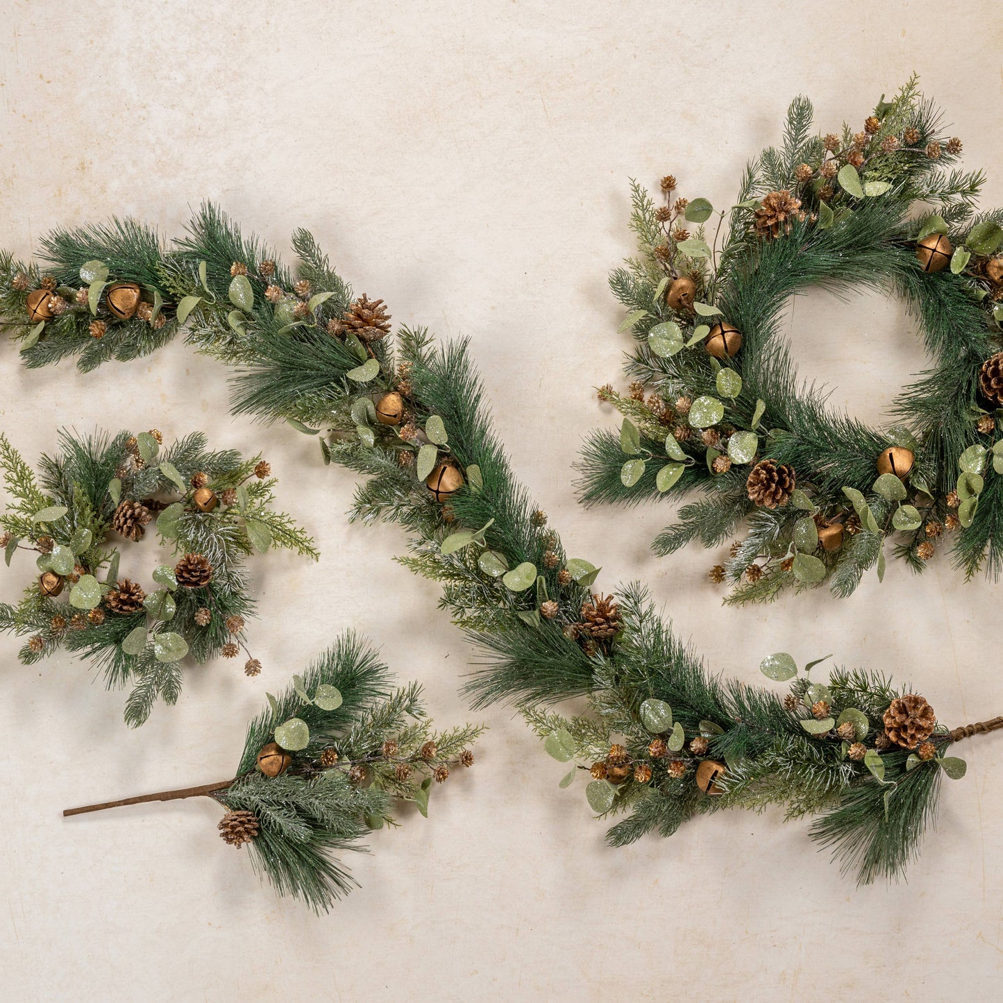 19" PINE, EUCALYPTUS & PINECONES W/ BELLS PICK