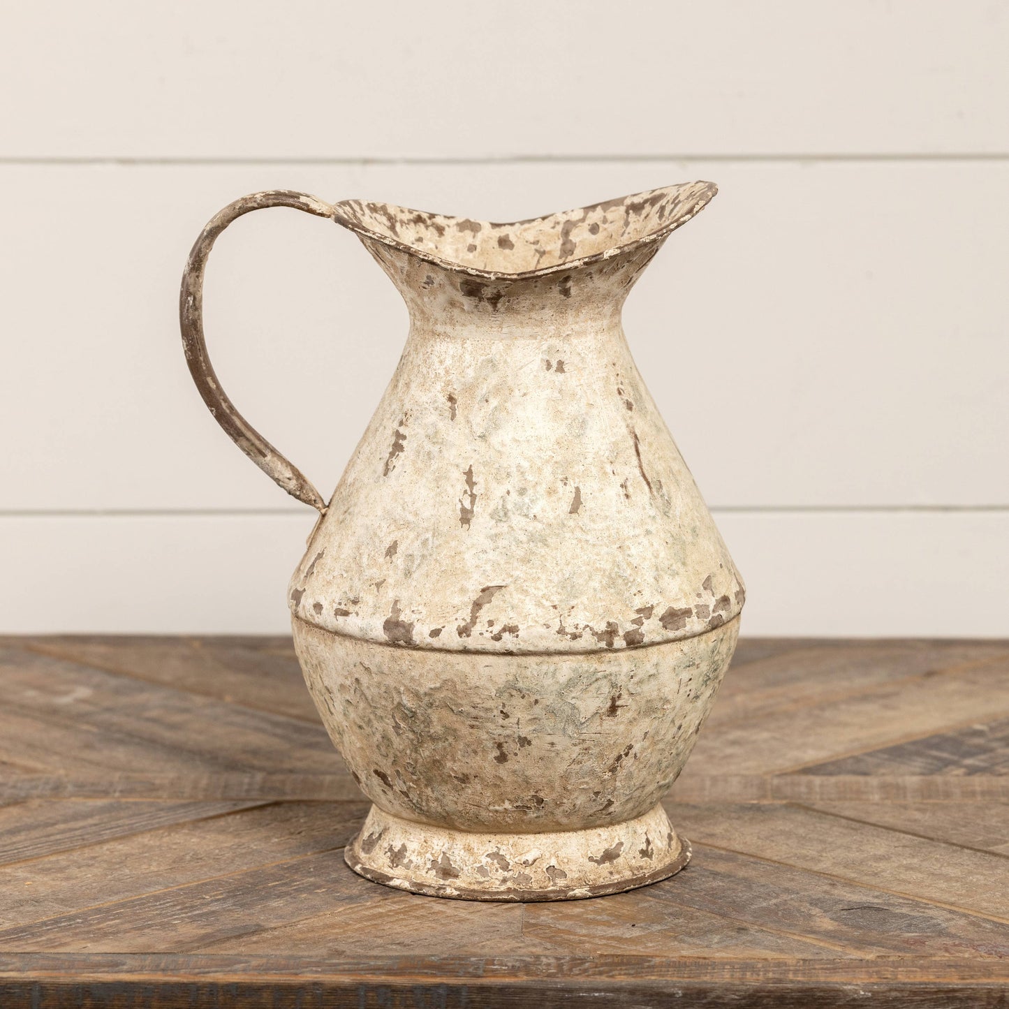 11" AGED CREAM METAL PITCHER