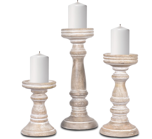 Chennai in Whitewash Candleholders Set of 3