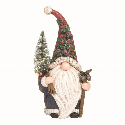 SALE Resin Red Large Light Up Woodland Gnome Figurine