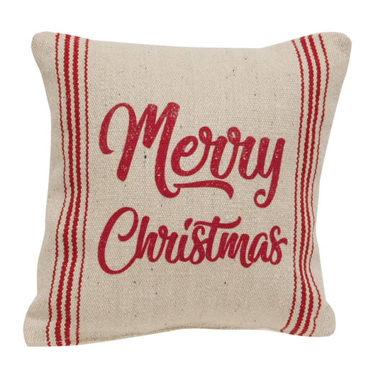 Merry Christmas Red Striped Pillow