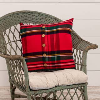 20" SQUARE RED TARTAN PILLOW