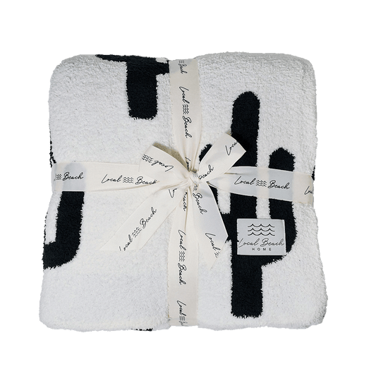 Cactus Luxe Home Blanket: Black/Cream