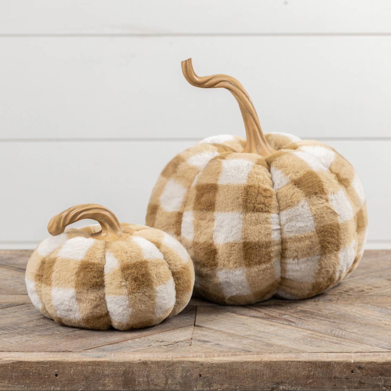 12.5" TAN BUFFALO CHECK PUMPKIN