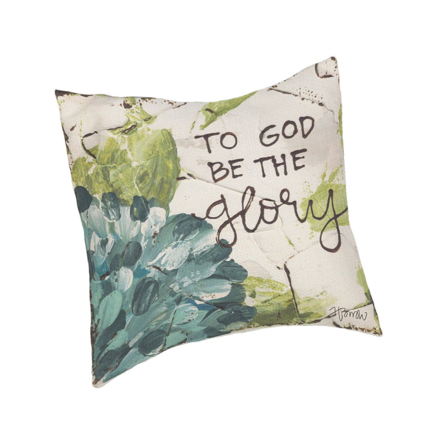 Spiritual "To God be the Glory" Hydrangeas Pillow: 12"x12" / Pillow