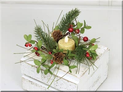 Red Christmas Bulb Small Candle Wreath