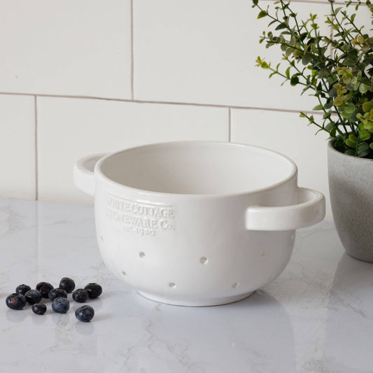 White Cottage Ceramic Berry Colander (PC)