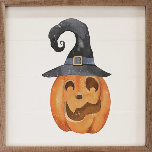 Jack O Lantern With Hat White