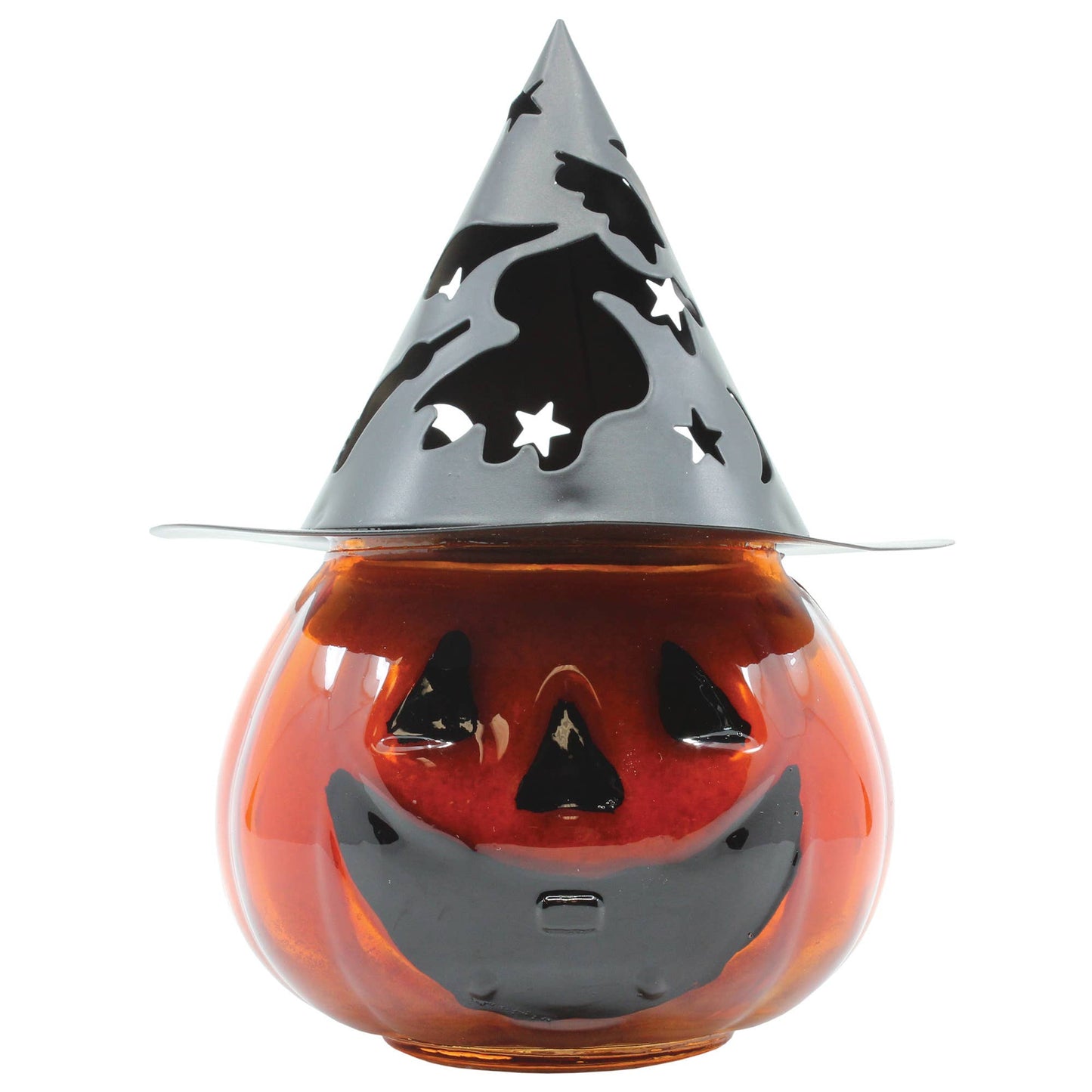 10oz "Punky" Pumpkin Candle w/ Metal Witch Hat-Or Cinn Clove