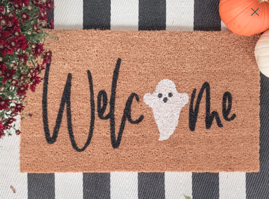 Welcome Ghost Doormat Halloween Decor Fall Porch Decorations