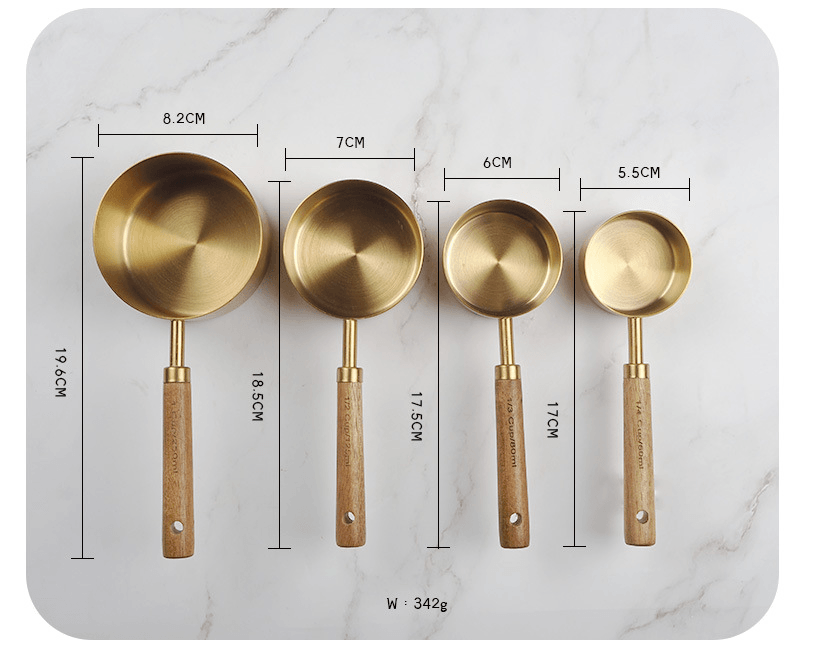 Gold Stainless Steel Measuring Cups Set: 4 cups