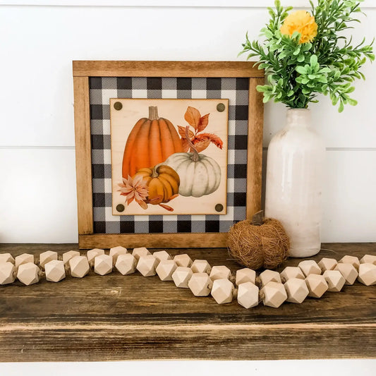 Fall Pumpkin with Plaid Background