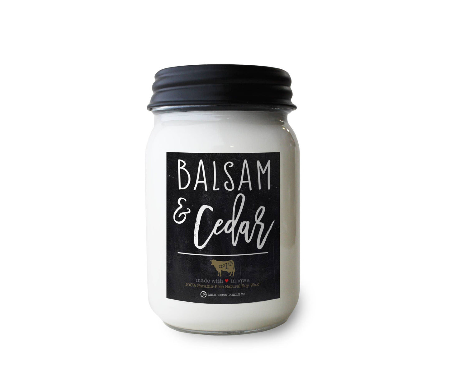 13 oz Mason Jar Soy Candle: Balsam & Cedar, by Milkhouse