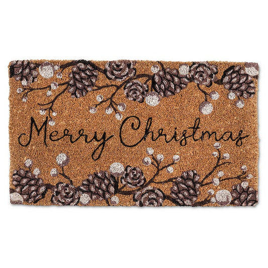 Pinecone Merry Christmas Doormat-18x30"L