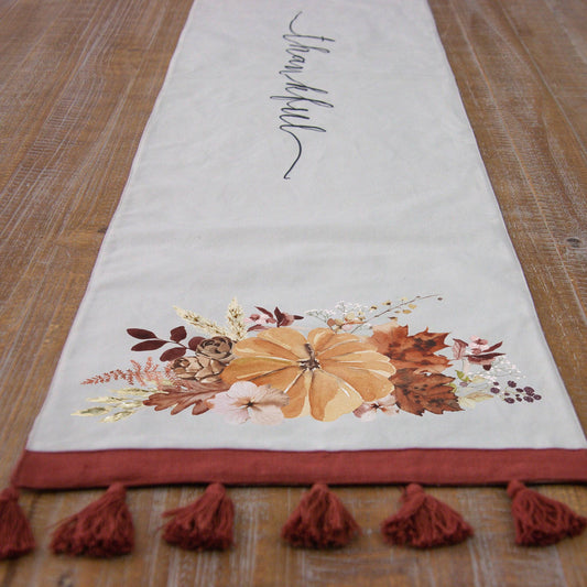 Reversible Table Runner - Watercolor Pumpkin Floral (PC)