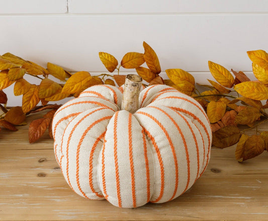 Orange Striped Knit Pumpkin, Md (PC)