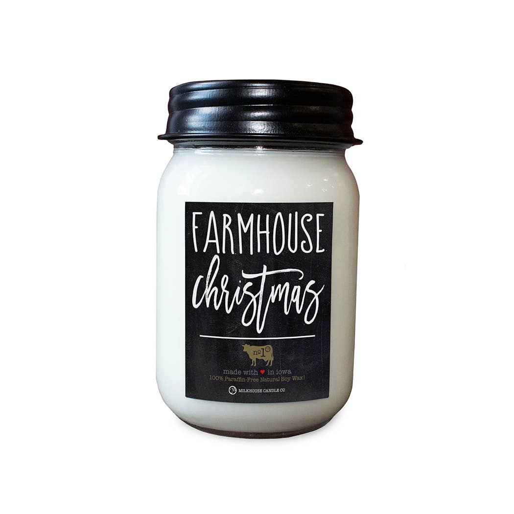 13 oz Mason Jar Soy Candle: Farmhouse Christmas