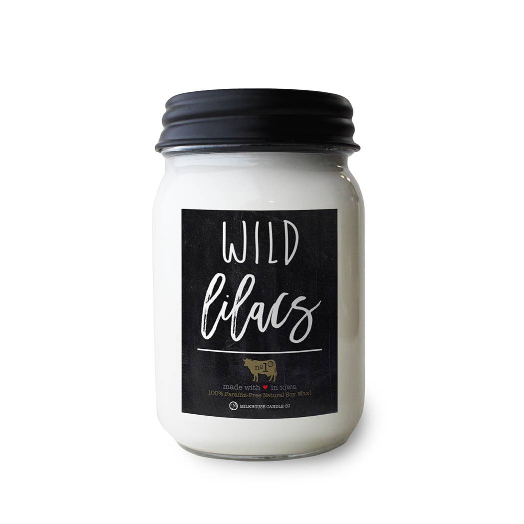 13 oz Mason Jar Soy Candle: Wild Lilacs, by Milkhouse